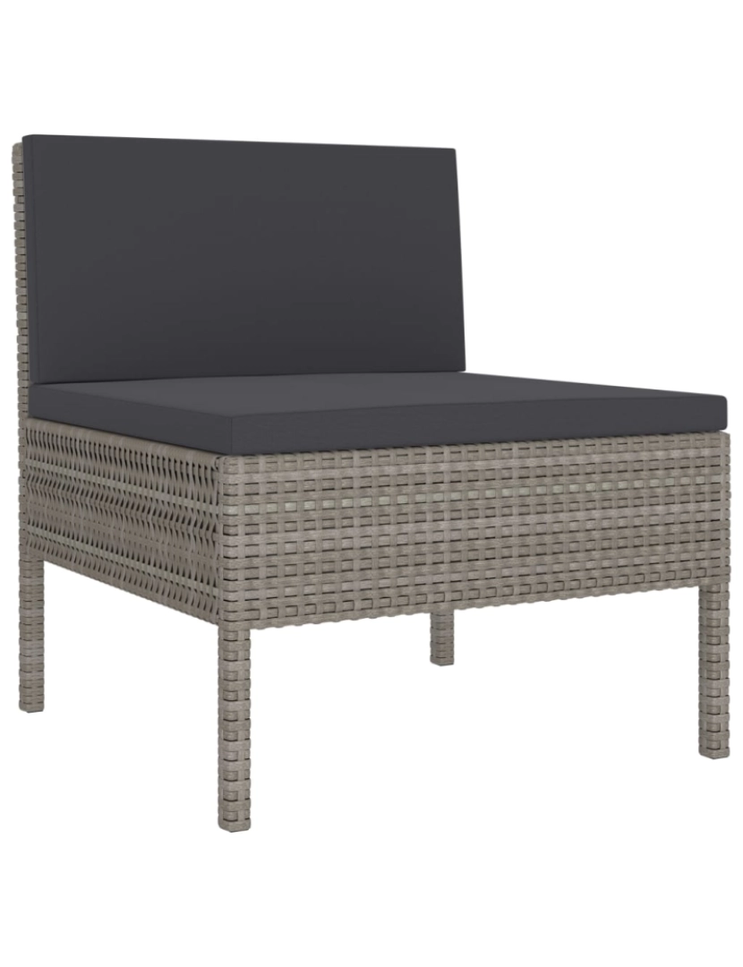 imagem de vidaXL 3 pcs conjunto lounge de jardim c/ almofadões vime PE cinzento5