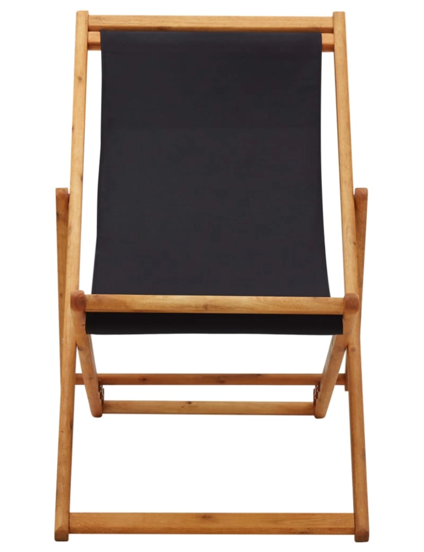 imagem de vidaXL Cadeira de praia dobrável madeira de eucalipto e tecido preto3