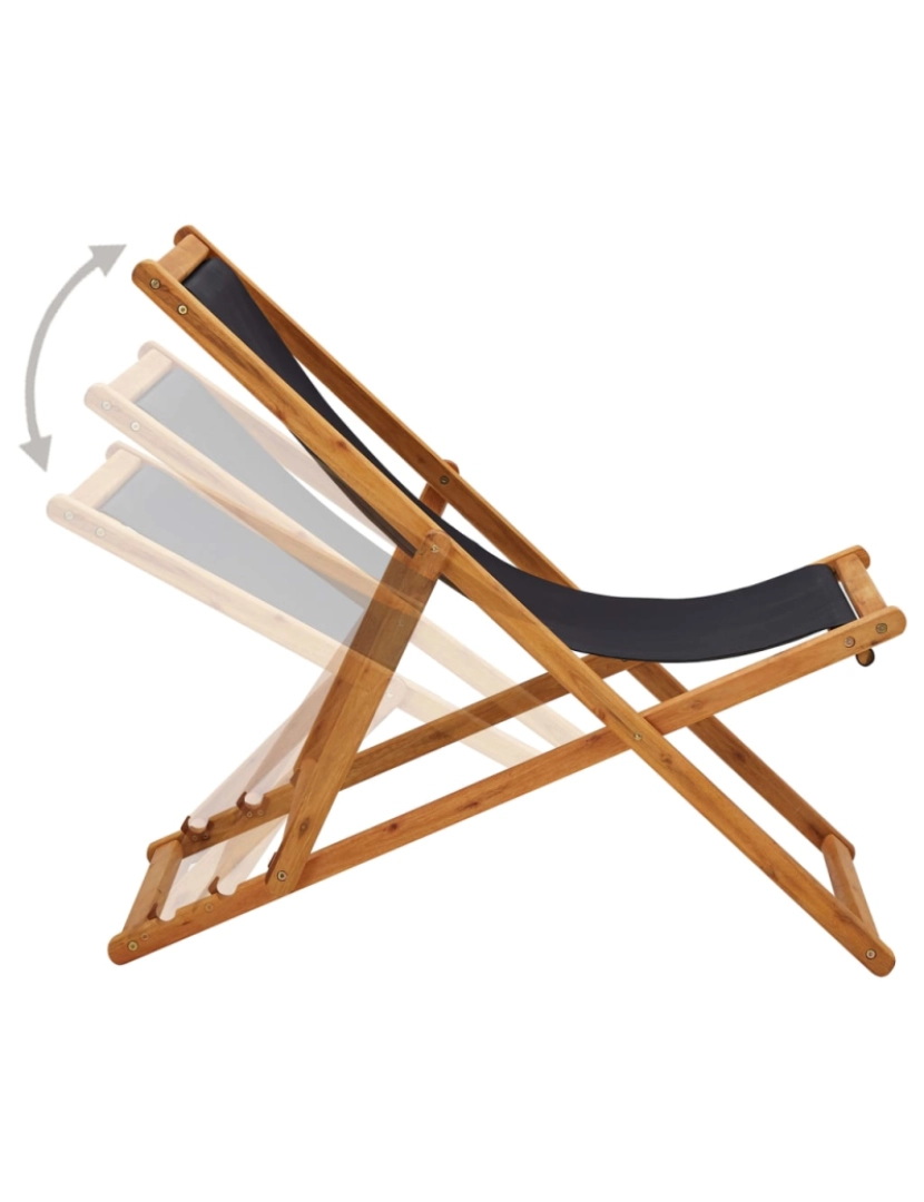 imagem de vidaXL Cadeira de praia dobrável madeira de eucalipto e tecido preto4
