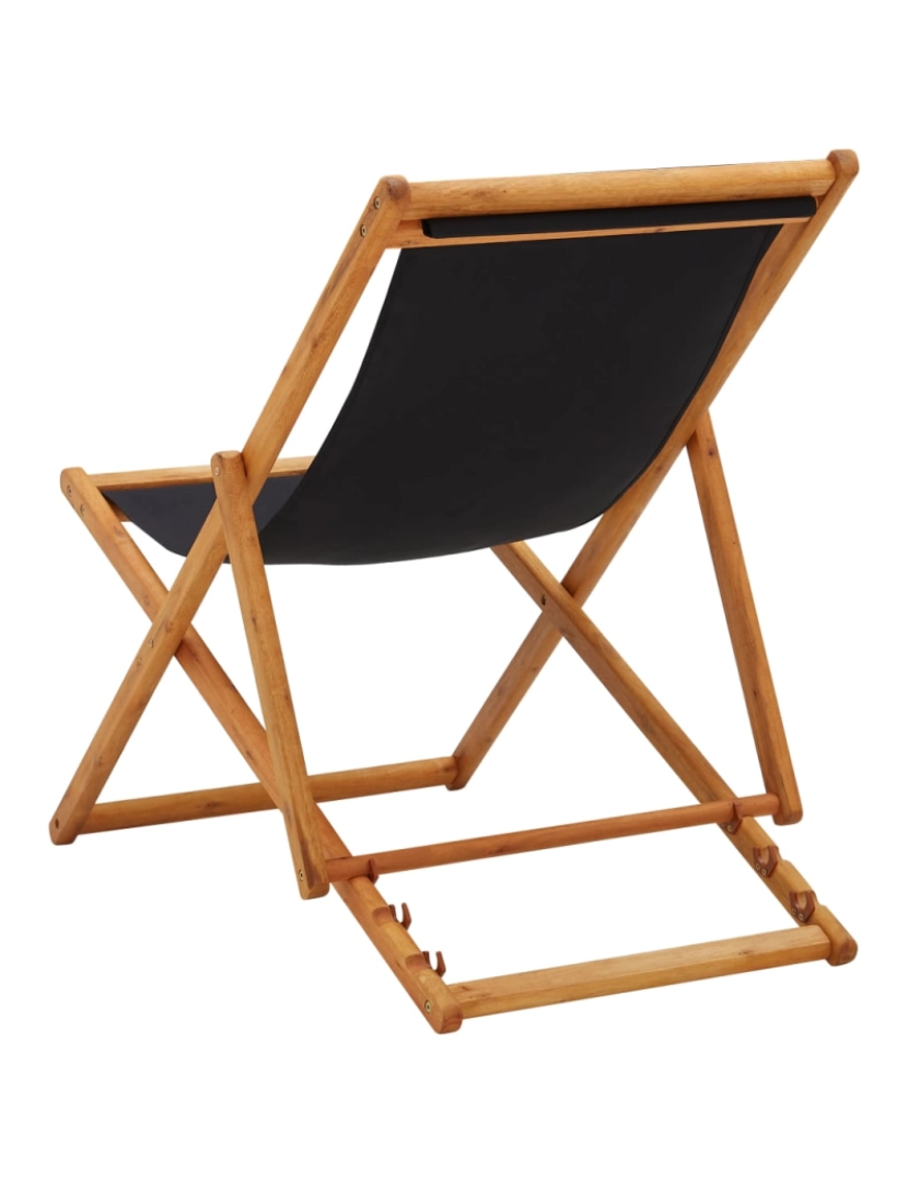 imagem de vidaXL Cadeira de praia dobrável madeira de eucalipto e tecido preto5
