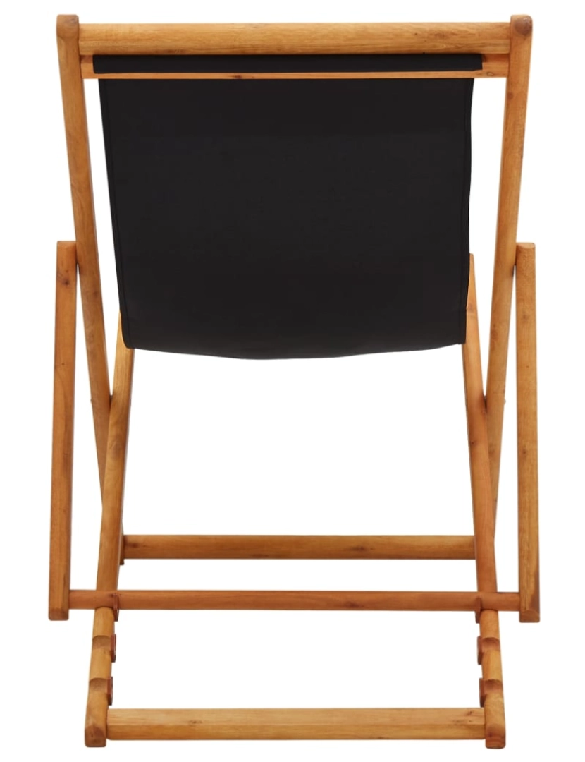 imagem de vidaXL Cadeira de praia dobrável madeira de eucalipto e tecido preto6