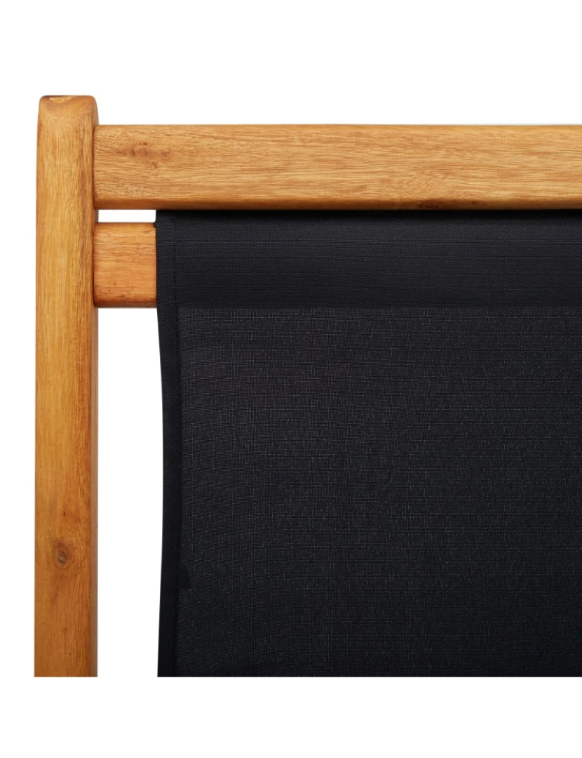 imagem de vidaXL Cadeira de praia dobrável madeira de eucalipto e tecido preto8