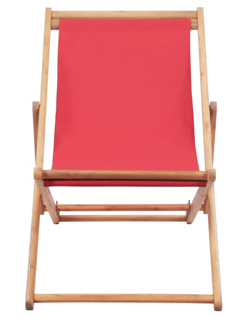 imagem de vidaXL Cadeira de praia dobrável tecido estrutura de madeira vermelho3