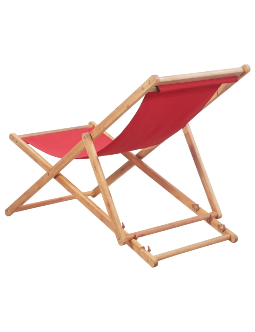 imagem de vidaXL Cadeira de praia dobrável tecido estrutura de madeira vermelho4