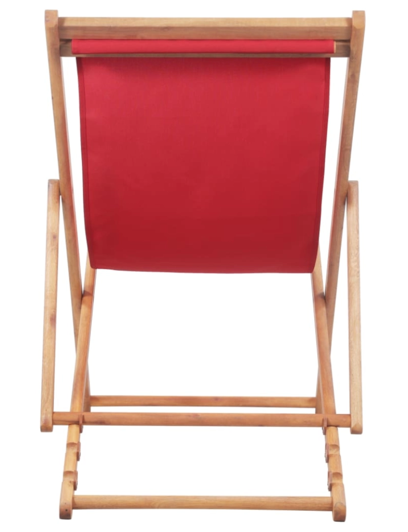 imagem de vidaXL Cadeira de praia dobrável tecido estrutura de madeira vermelho5