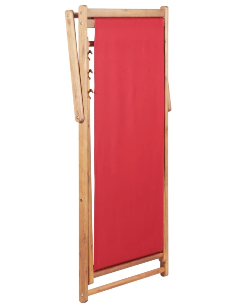 imagem de vidaXL Cadeira de praia dobrável tecido estrutura de madeira vermelho6