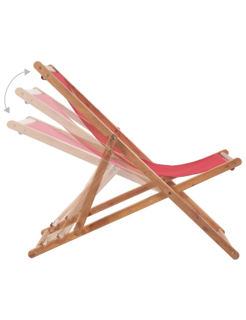 imagem de vidaXL Cadeira de praia dobrável tecido estrutura de madeira vermelho7