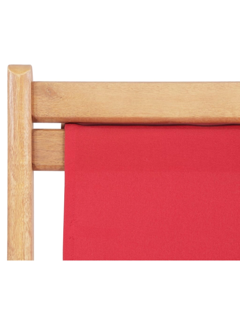 imagem de vidaXL Cadeira de praia dobrável tecido estrutura de madeira vermelho8