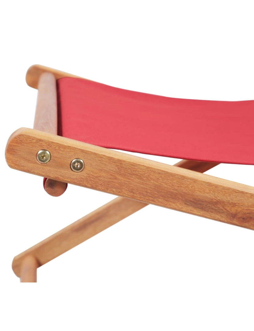 imagem de vidaXL Cadeira de praia dobrável tecido estrutura de madeira vermelho9