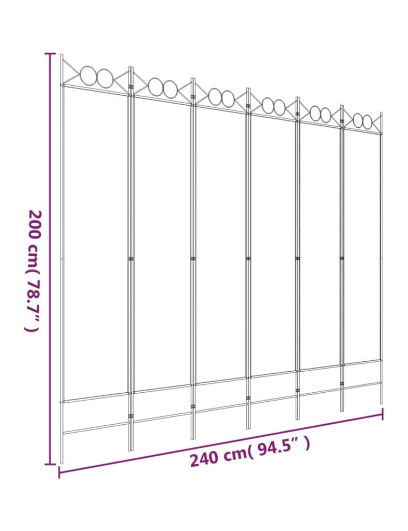 imagem de vidaXL Divisória/biombo com 6 painéis 240x200 cm tecido castanho9