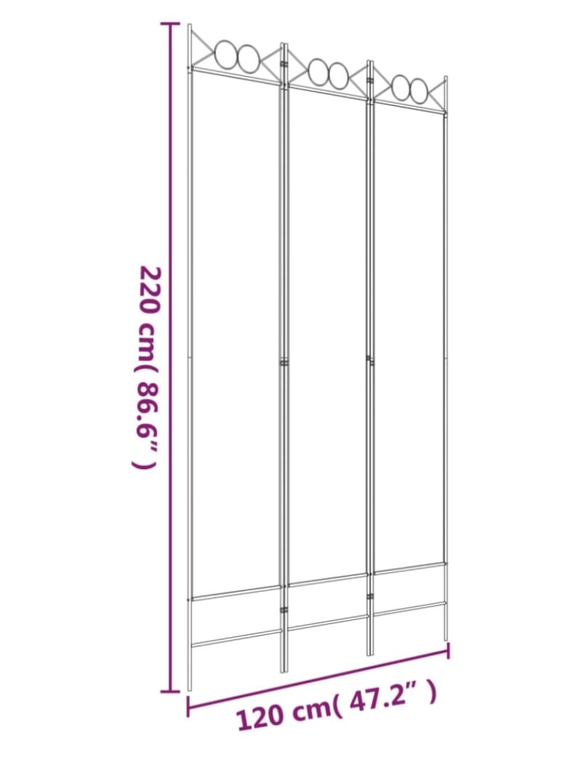 imagem de vidaXL Biombo com 3 painéis 120x220 cm tecido branco9