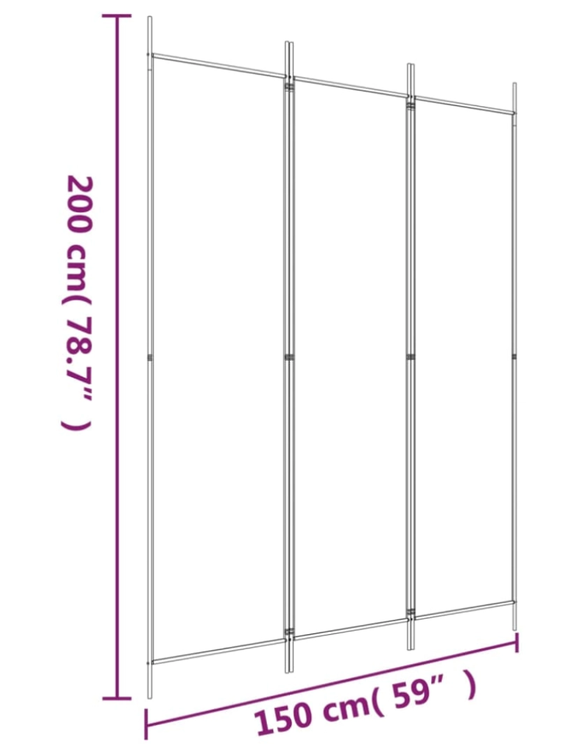 imagem de vidaXL Divisória/biombo com 3 painéis 150x200 cm tecido branco9