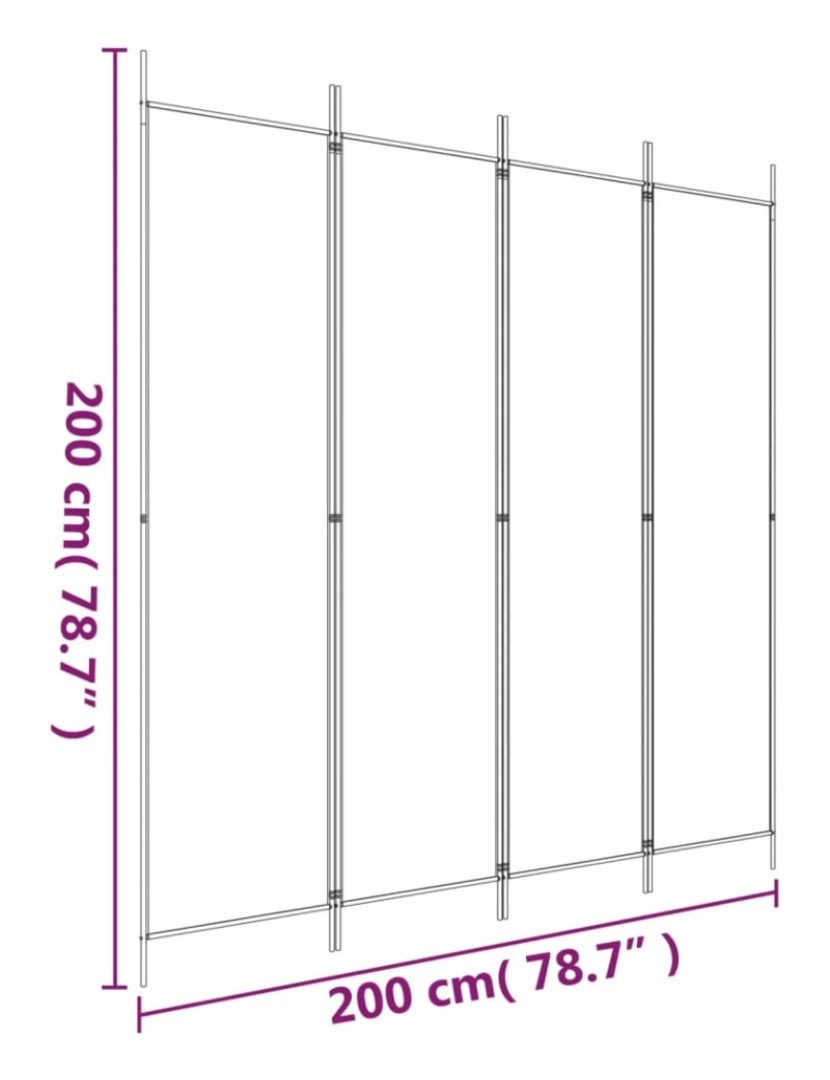imagem de vidaXL Biombo/divisória com 4 painéis 200x200 cm tecido castanho9