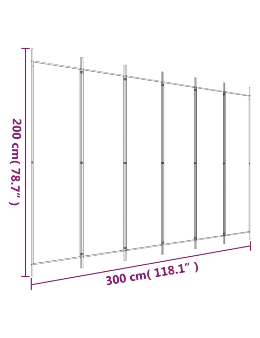 imagem de vidaXL Biombo com 6 painéis 300x200 cm tecido branco9