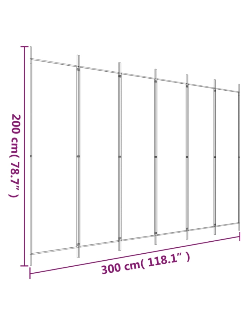 imagem de vidaXL Divisória/biombo com 6 painéis 300x200 cm tecido antracite9