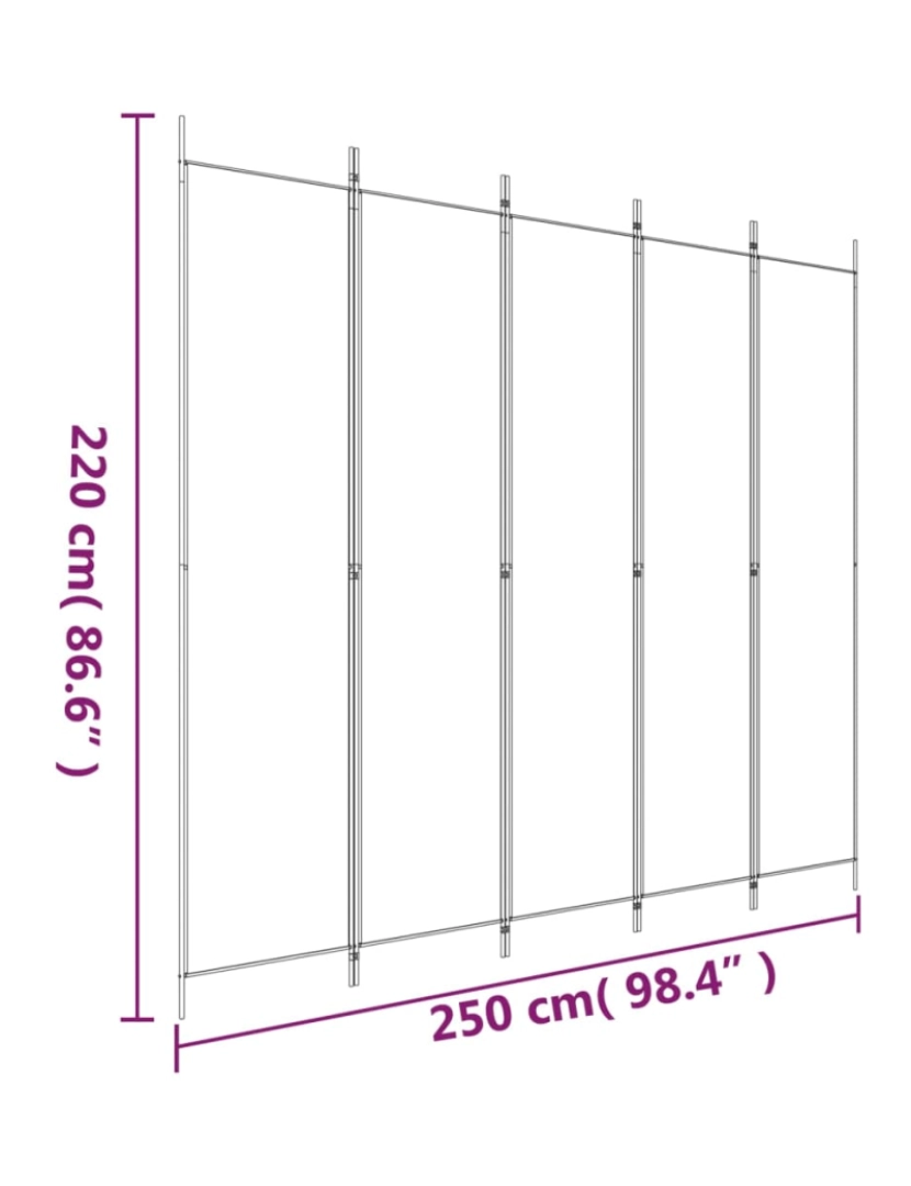 imagem de vidaXL Divisória com 5 painéis 250x220 cm tecido preto9