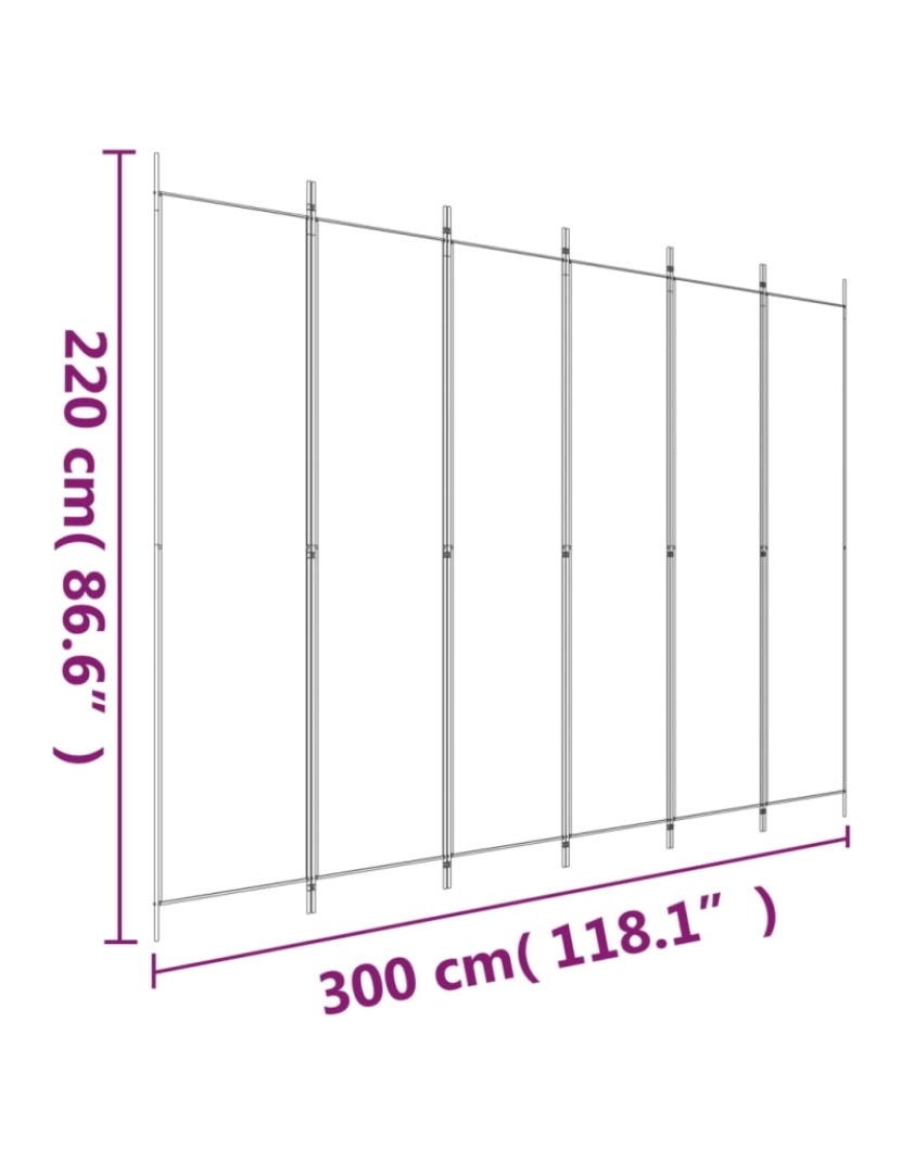 imagem de vidaXL Divisória/biombo com 6 painéis 300x220 cm tecido branco9