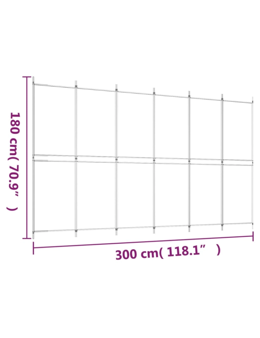 imagem de vidaXL Biombo/divisória com 6 painéis 300x180 cm tecido castanho9