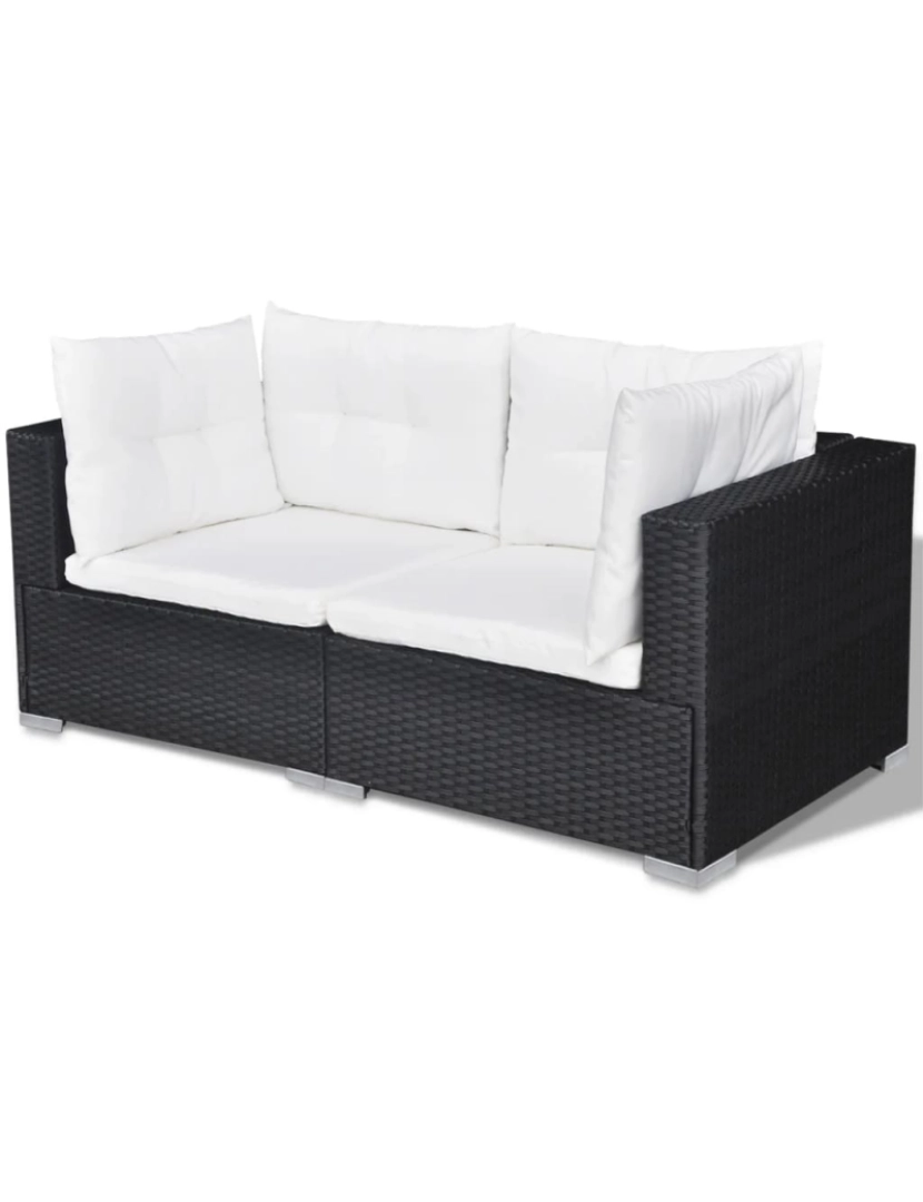 imagem de vidaXL 10 pcs conjunto lounge de jardim c/ almofadões vime PE preto7