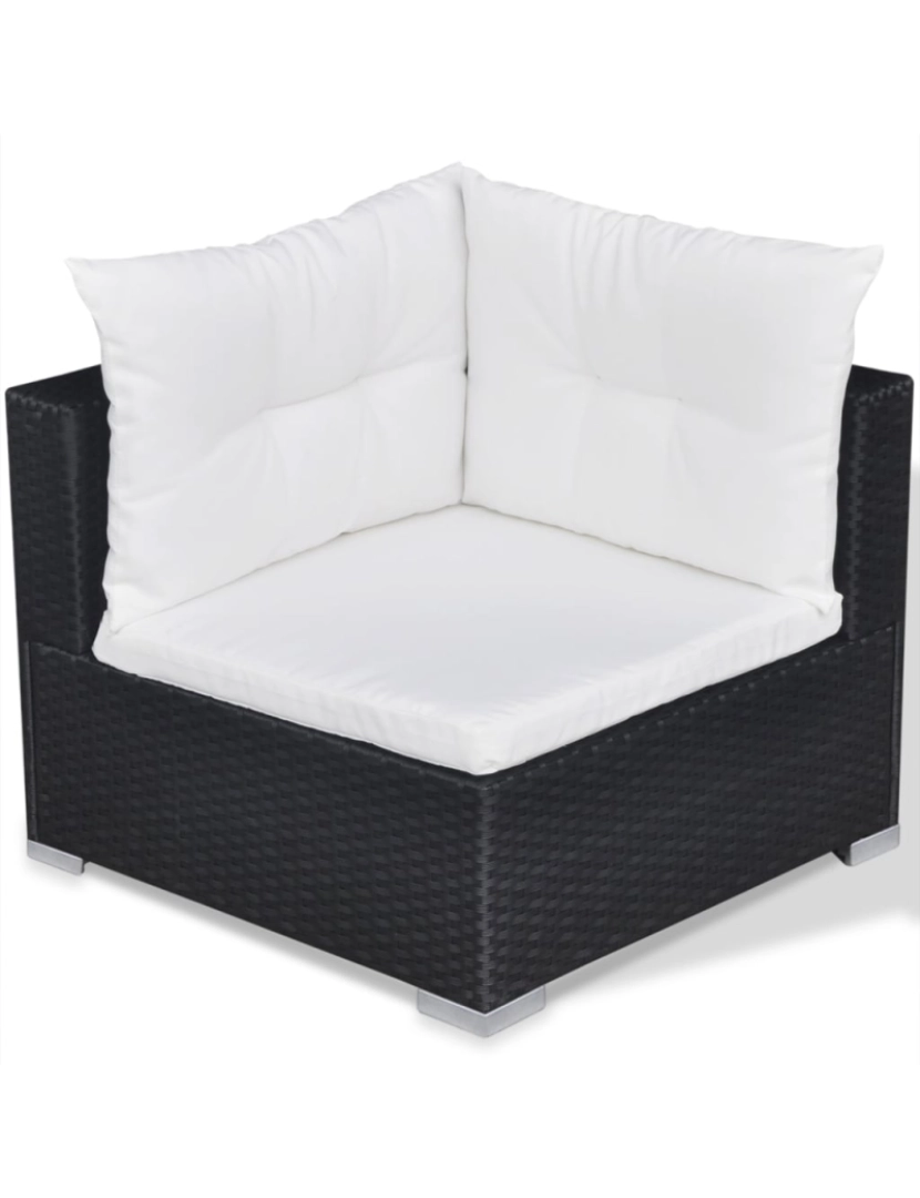 imagem de vidaXL 10 pcs conjunto lounge de jardim c/ almofadões vime PE preto8