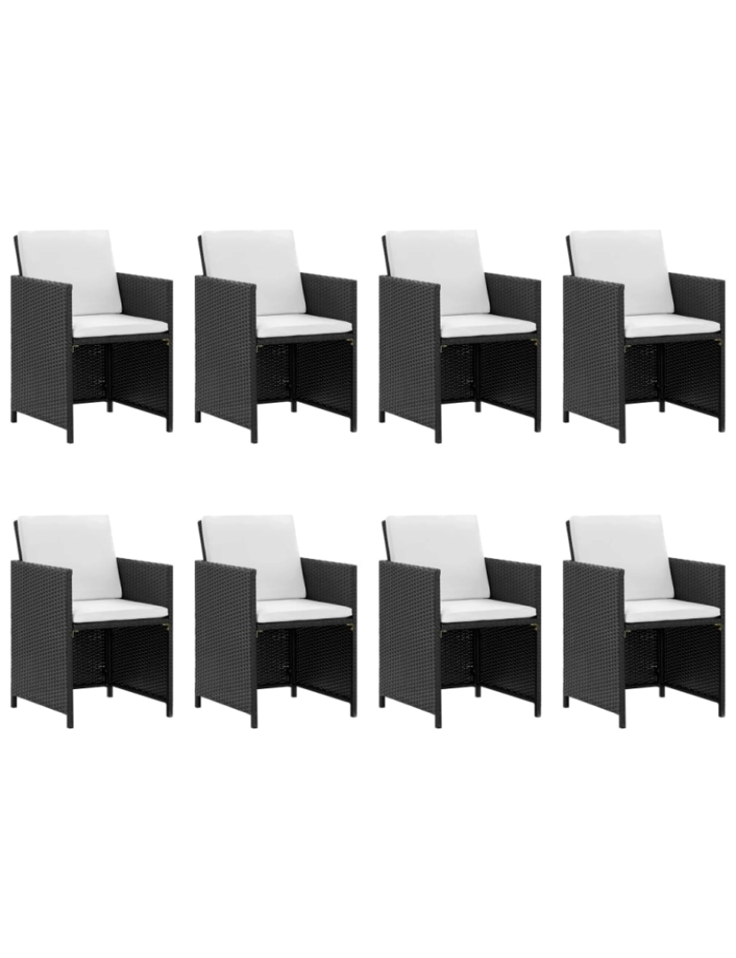 imagem de vidaXL 13 pcs conjunto jantar exterior com almofadões vime PE preto3