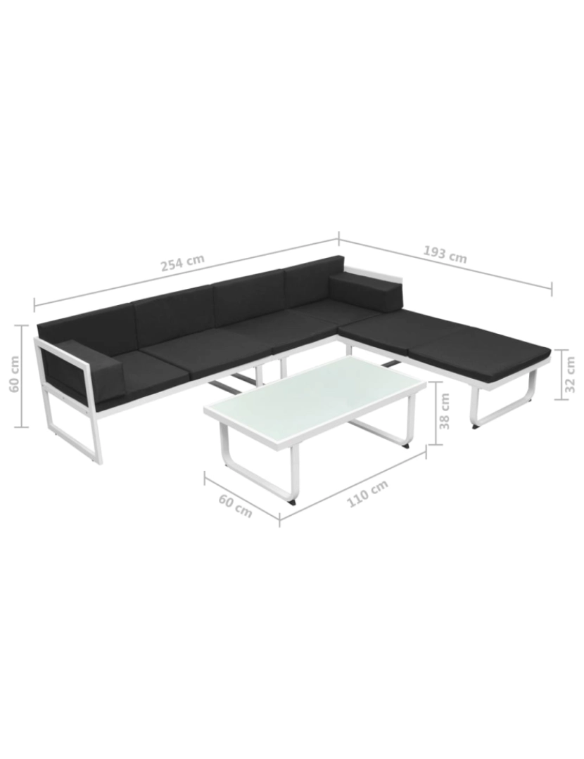 imagem de vidaXL 4 pcs conjunto lounge p/ jardim com almofadas alumínio preto11