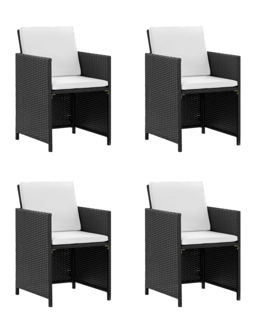 imagem de vidaXL 9 pcs conjunto jantar exterior com almofadões vime PE preto3