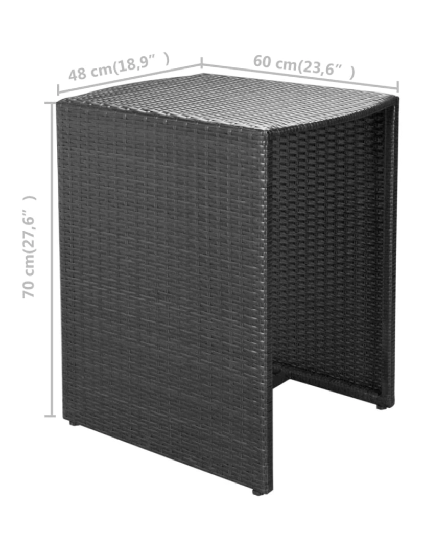 imagem de vidaXL 3 pcs conjunto bistrô com almofadas vime PE preto10