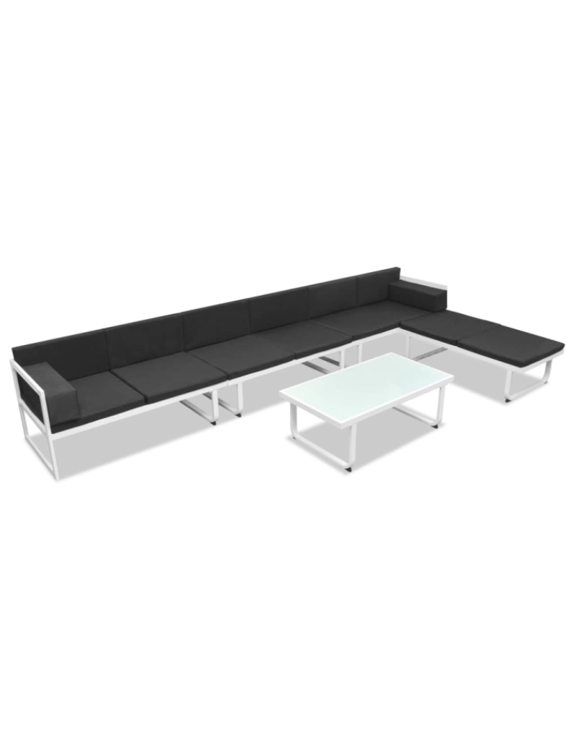 imagem de vidaXL 5 pcs conjunto lounge para jardim textilene e alumínio preto1