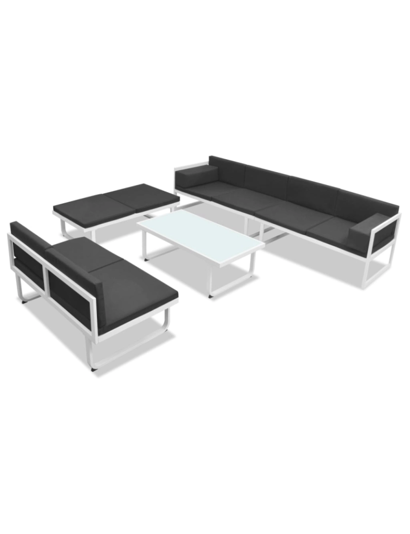 imagem de vidaXL 5 pcs conjunto lounge para jardim textilene e alumínio preto4