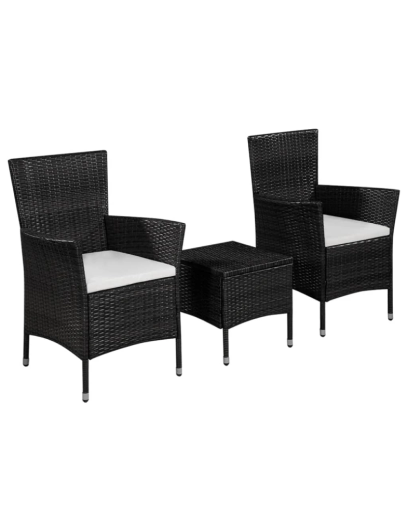 imagem de vidaXL 3 pcs conjunto bistrô vime PE preto2