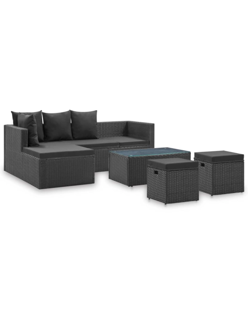 Vidaxl - vidaXL 4 pcs conjunto lounge de jardim c/ almofadões vime PE preto