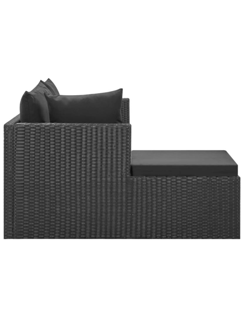 imagem de vidaXL 4 pcs conjunto lounge de jardim c/ almofadões vime PE preto6