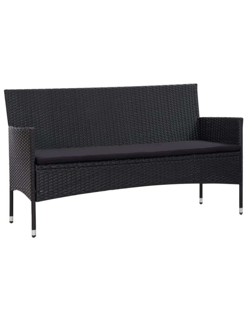 imagem de vidaXL 4 pcs conjunto lounge de jardim c/ almofadões vime PE preto3