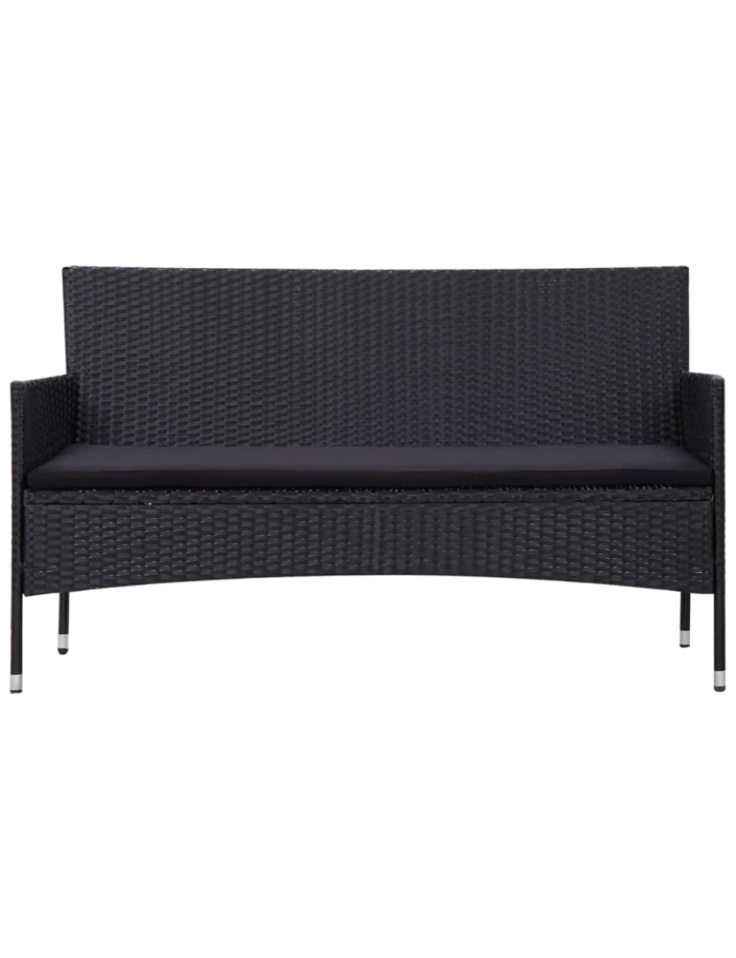 imagem de vidaXL 4 pcs conjunto lounge de jardim c/ almofadões vime PE preto4