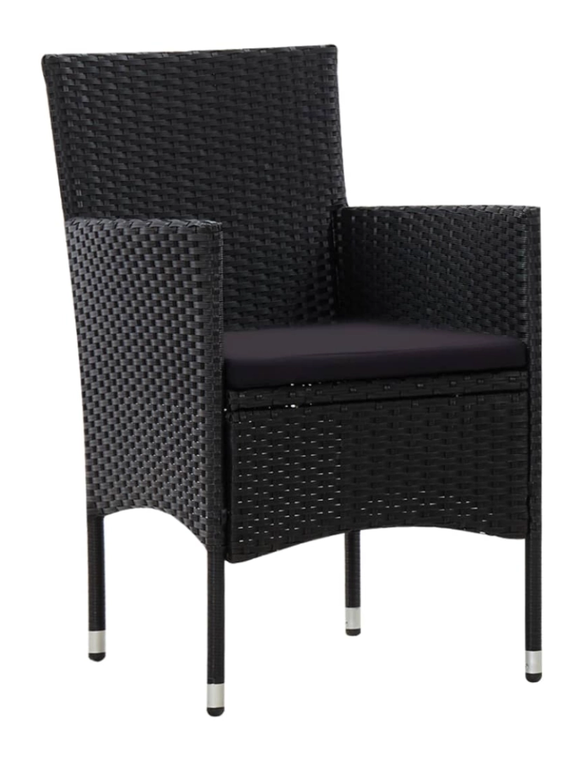 imagem de vidaXL 4 pcs conjunto lounge de jardim c/ almofadões vime PE preto8