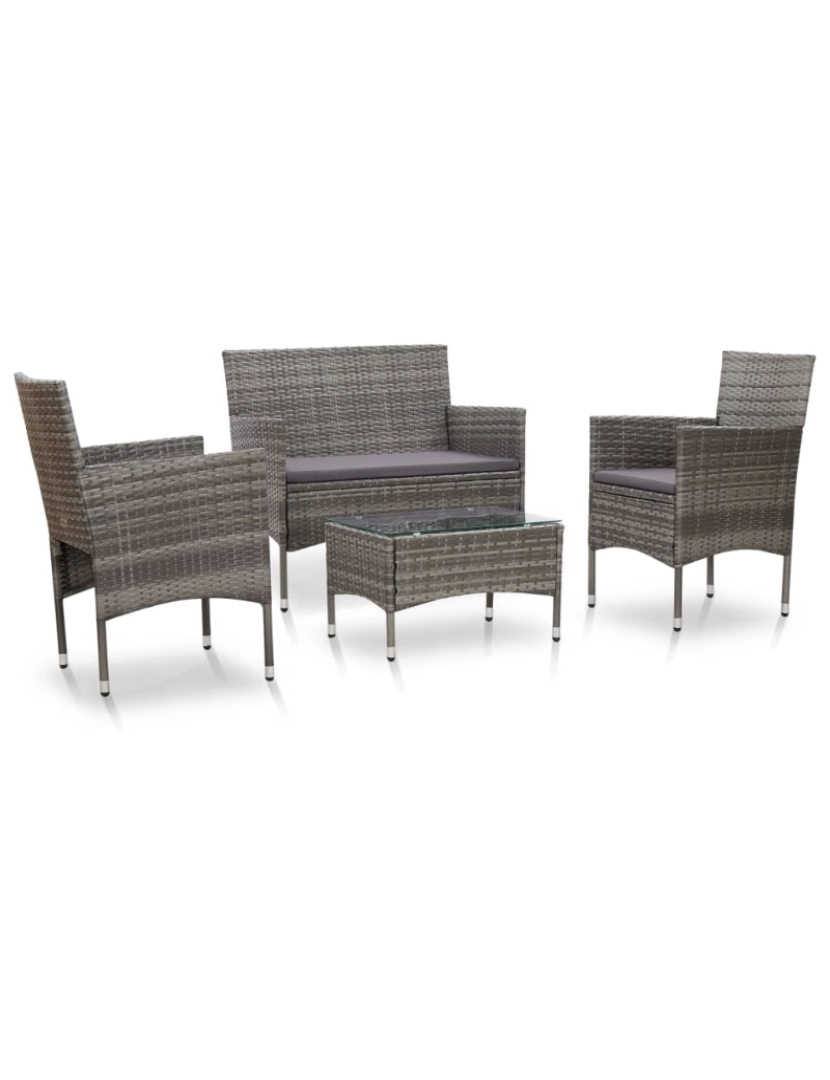 Vidaxl - vidaXL 4 pcs conjunto lounge de jardim c/ almofadões vime PE cinzento