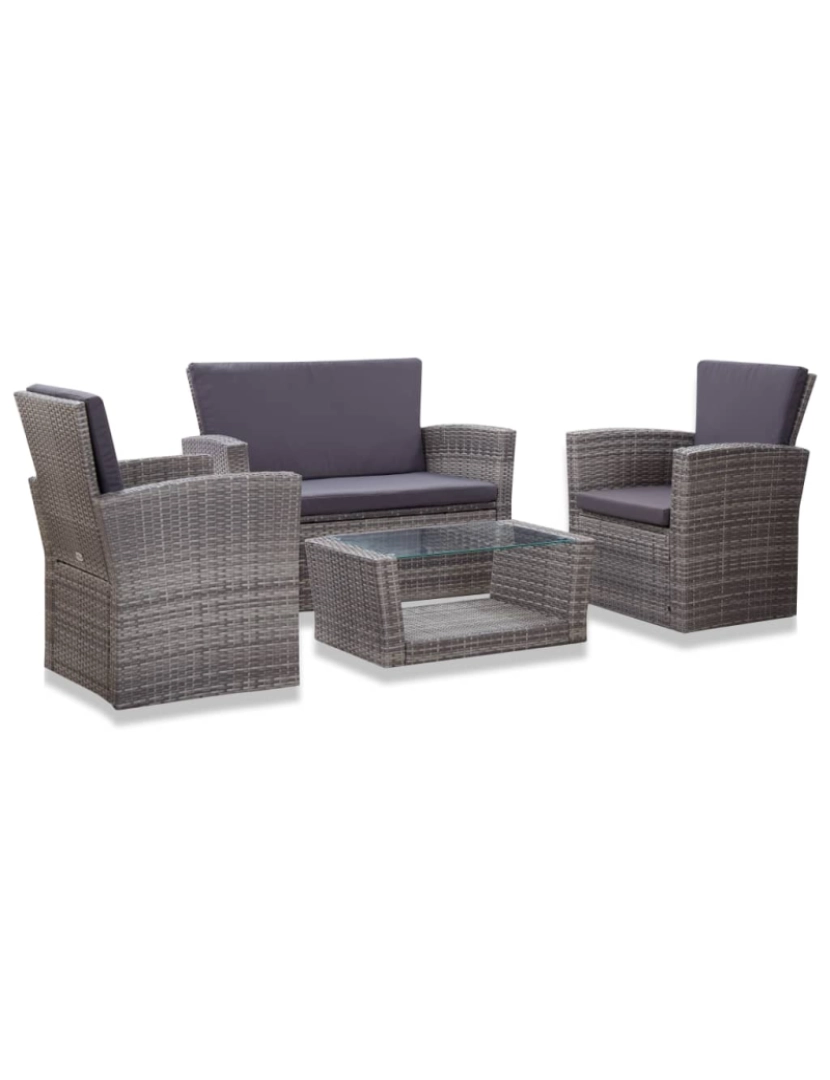 Vidaxl - vidaXL 4 pcs conjunto lounge de jardim c/ almofadões vime PE cinzento