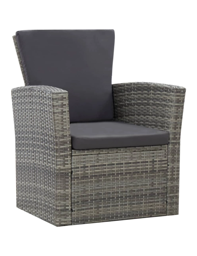 imagem de vidaXL 4 pcs conjunto lounge de jardim c/ almofadões vime PE cinzento3