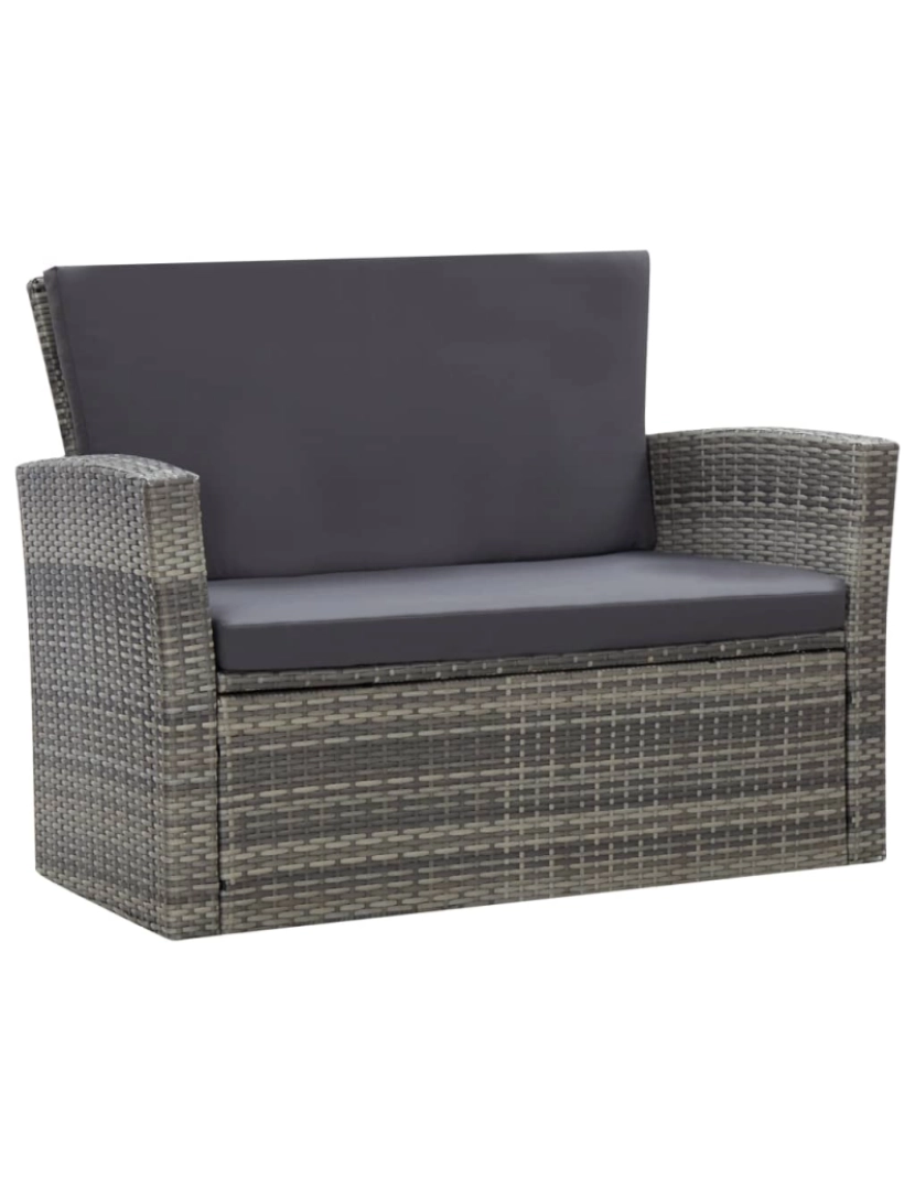 imagem de vidaXL 4 pcs conjunto lounge de jardim c/ almofadões vime PE cinzento7