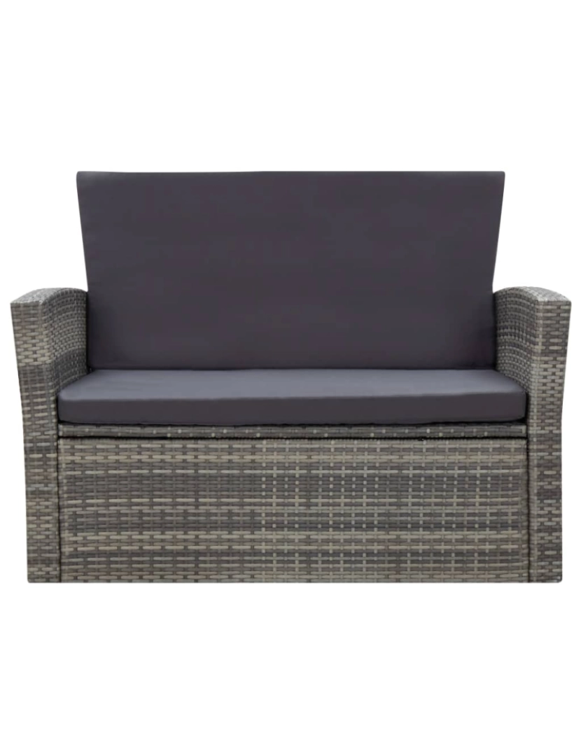 imagem de vidaXL 4 pcs conjunto lounge de jardim c/ almofadões vime PE cinzento8