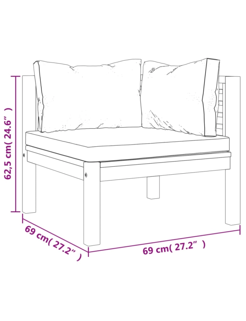 imagem de vidaXL Sofás de canto 2 pcs c/ almofadões branco nata acácia maciça9