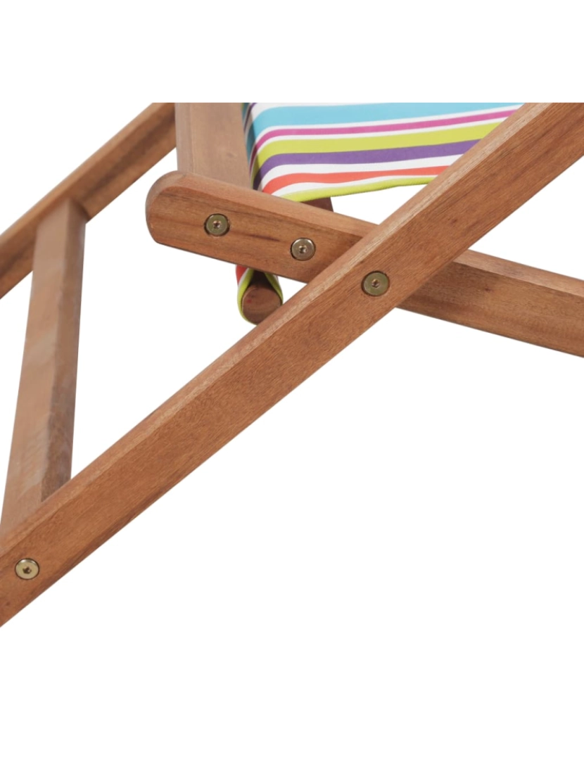 imagem de vidaXL Cadeira de praia dobrável tecido estrutura madeira multicolor10