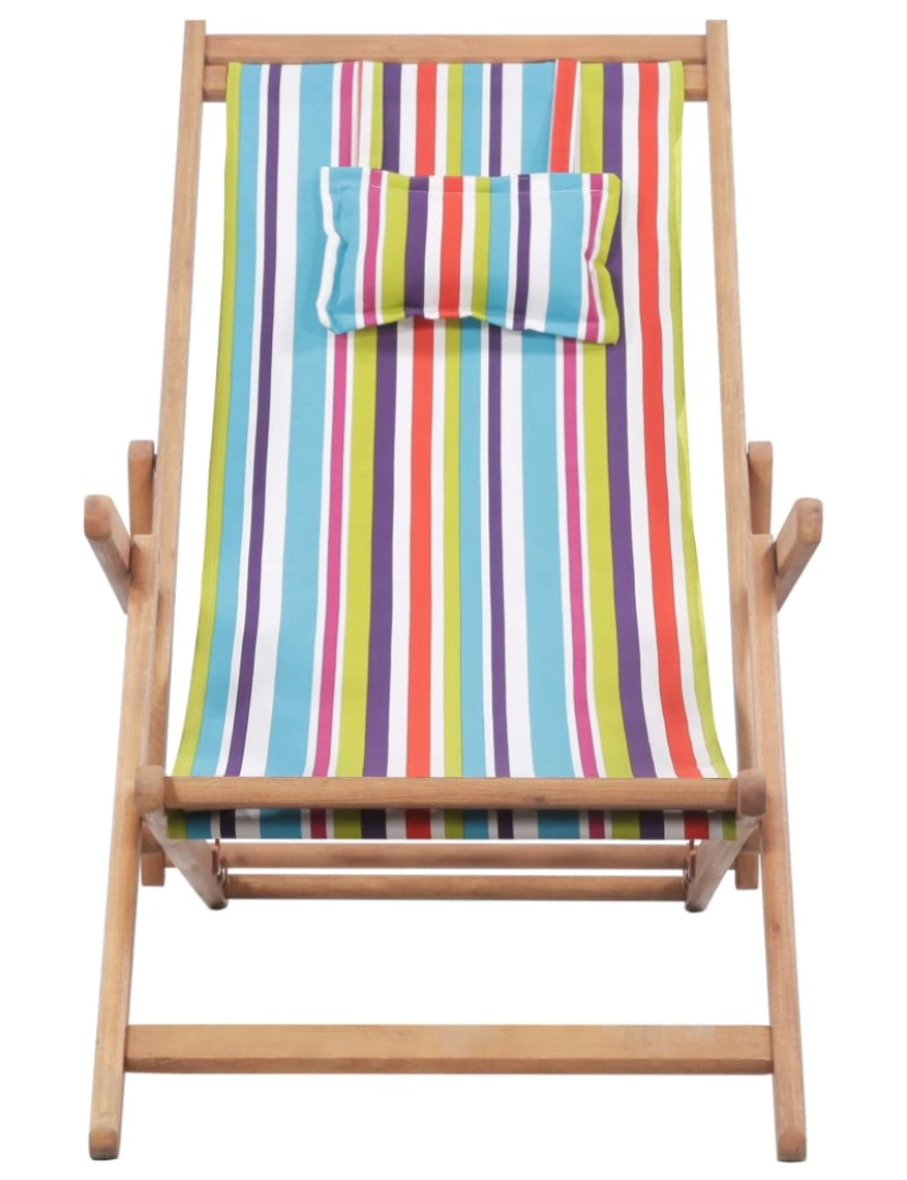 imagem de vidaXL Cadeira de praia dobrável tecido estrutura madeira multicolor3
