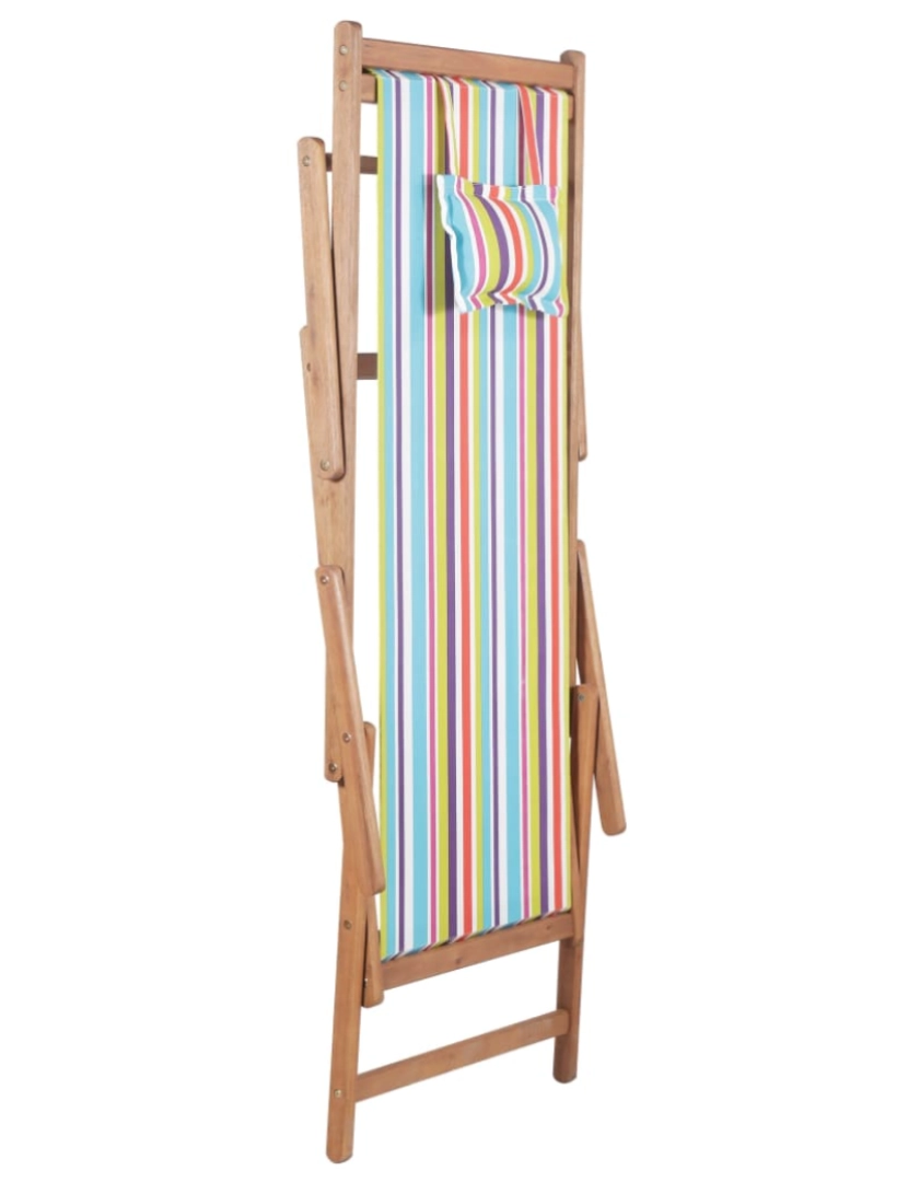 imagem de vidaXL Cadeira de praia dobrável tecido estrutura madeira multicolor5