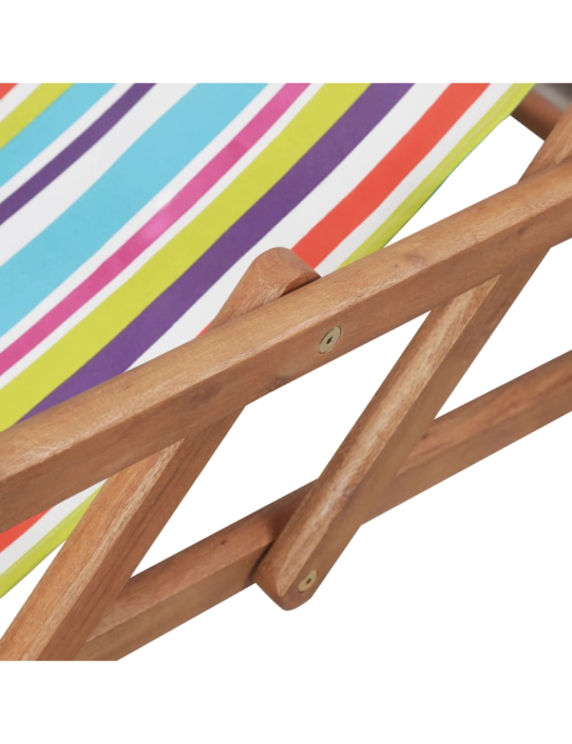 imagem de vidaXL Cadeira de praia dobrável tecido estrutura madeira multicolor9