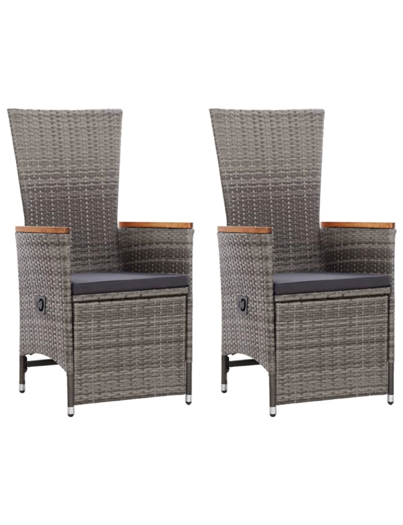 Vidaxl - vidaXL Cadeiras jardim reclináveis 2 pcs + almofadões vime PE cinzento