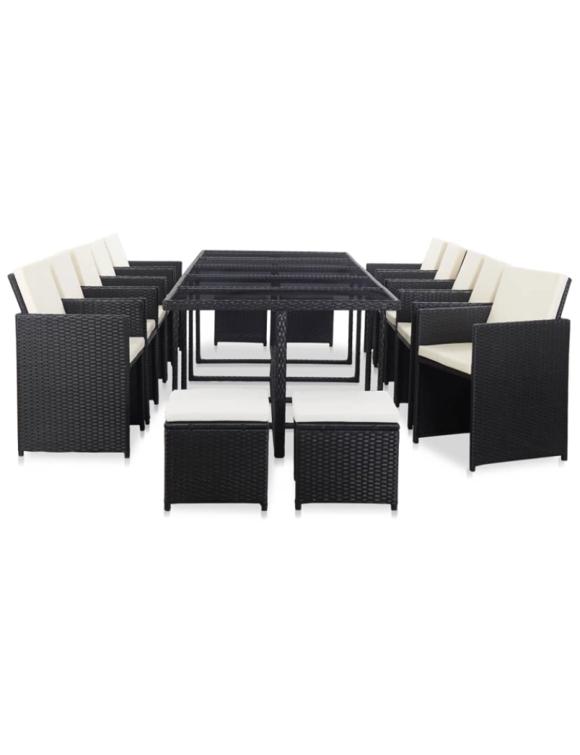 Vidaxl - vidaXL 15 pcs conjunto jantar exterior com almofadões vime PE preto