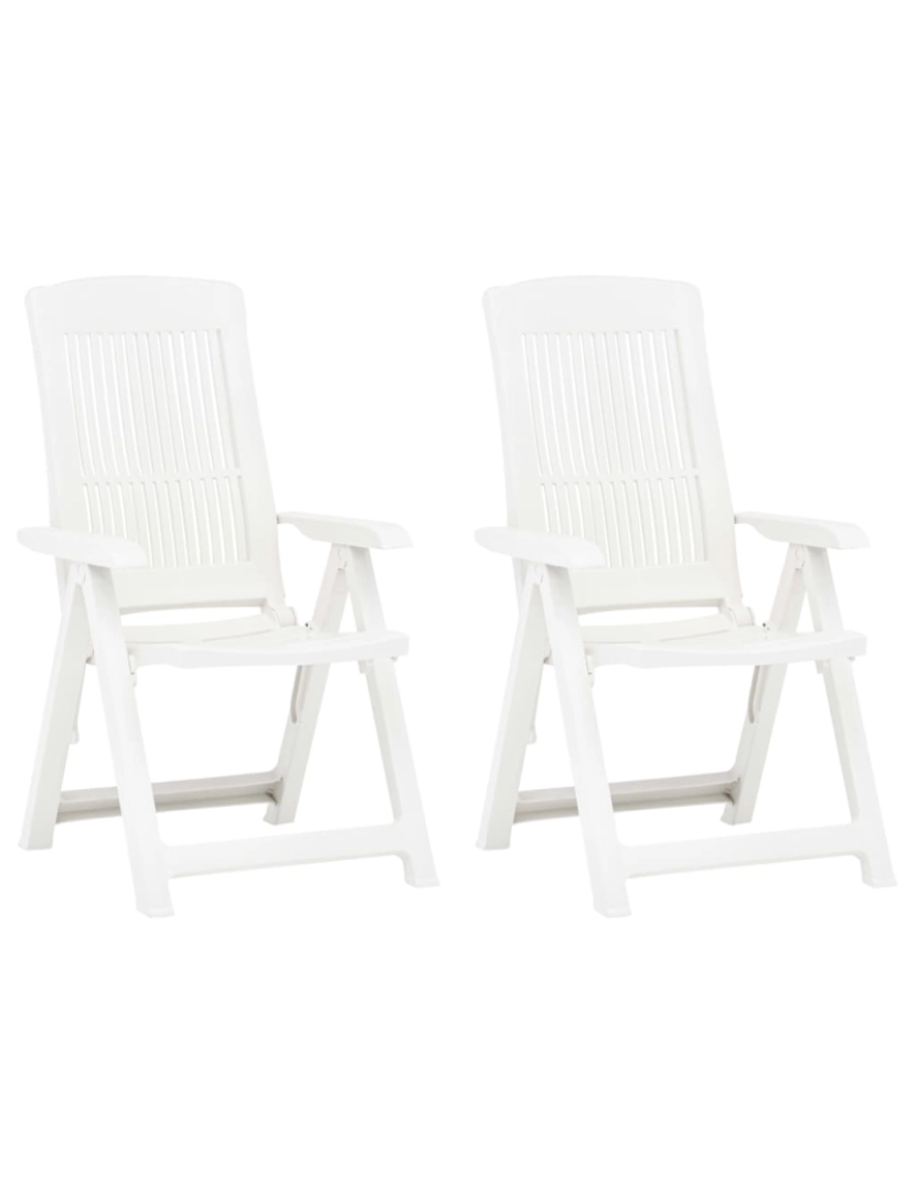 imagem de vidaXL Cadeiras de jardim reclináveis 2 pcs plástico branco1