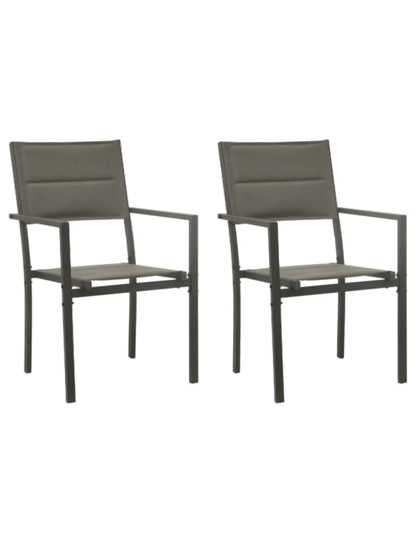 imagem de vidaXL Cadeiras de jardim 2 pcs textilene e aço cinzento/antracite1